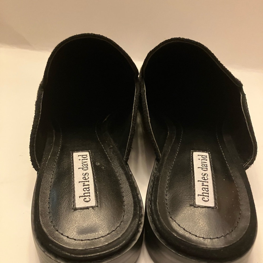 Charles David Slides, Size 10, Black Embossed Sue… - image 3